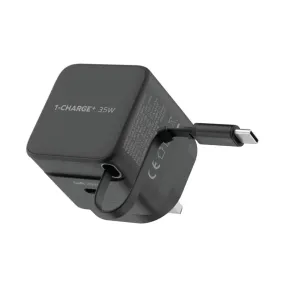 1-Charge 1-Port Gan with Built-in USB-C Cable Wall Charger