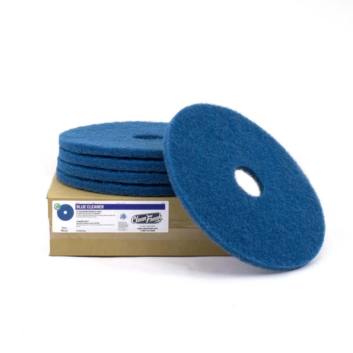 12" Blue Medium Duty Floor Scrubbing Pads - Case of 5