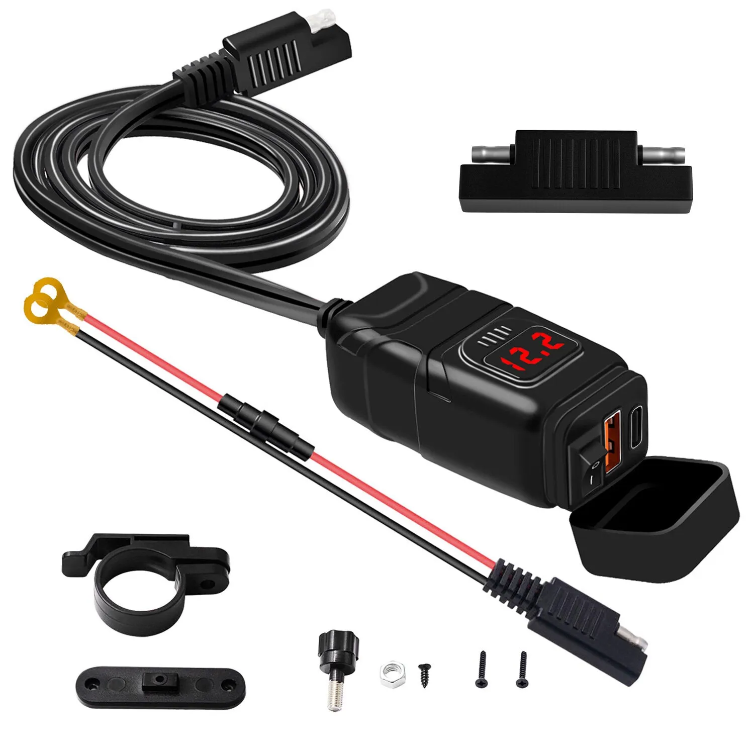 12V-24V QC3.0 Motorcycle USB Charger Adapter with Switch Voltmeter Socket Motor Charger Waterproof For Phone GPS