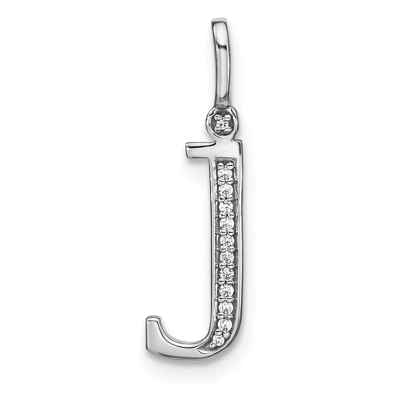 14K White Gold Diamond 0.041-CT Lower Case Style J Initial Charm Pendant