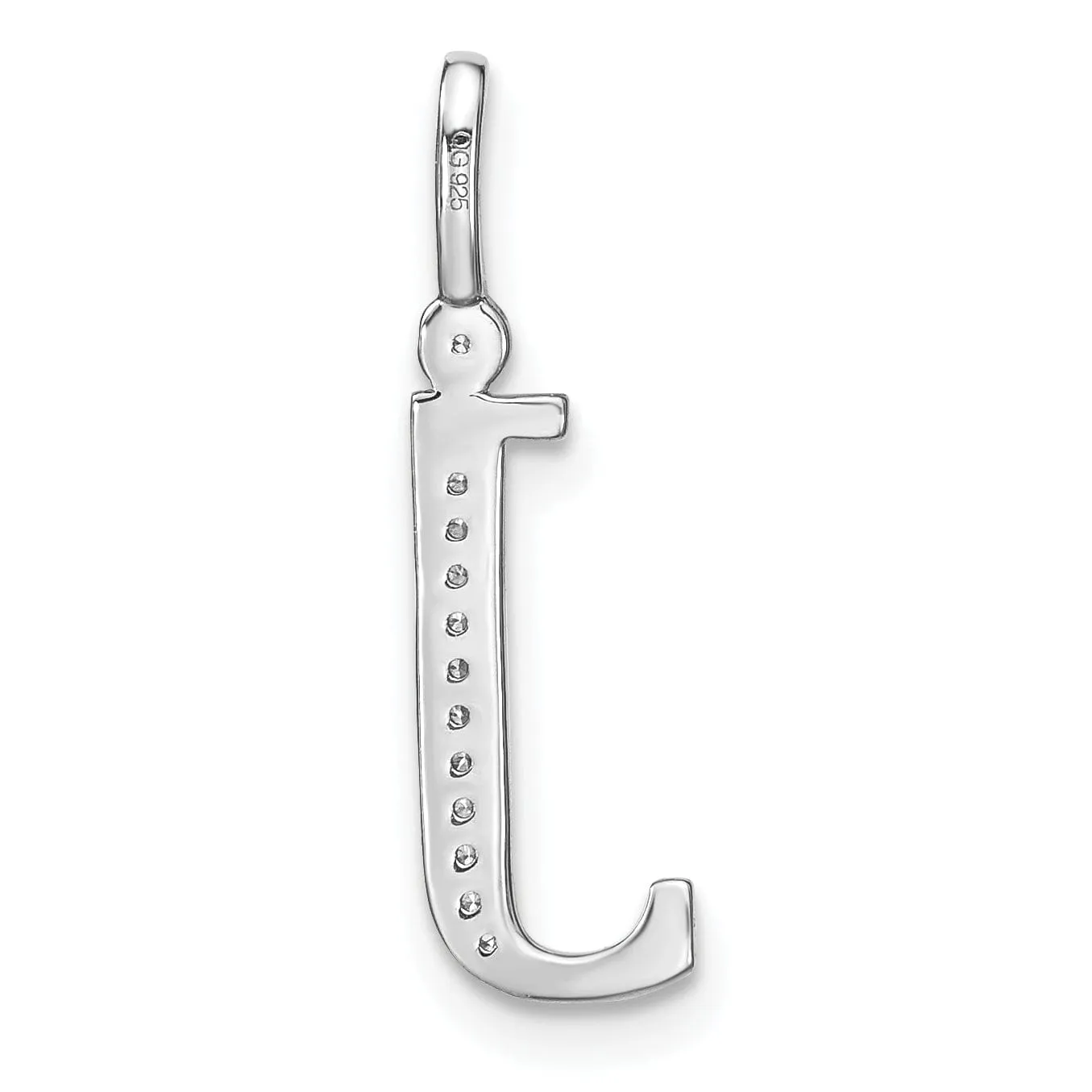 14K White Gold Diamond 0.041-CT Lower Case Style J Initial Charm Pendant