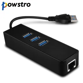 3 Port USB 3.0 HUB Gigabit Ethernet RJ45 Adapter Hub Wired Network Lan Network Card  for  Windows 10 8 8.1 7 XP Mac OS laptop PC