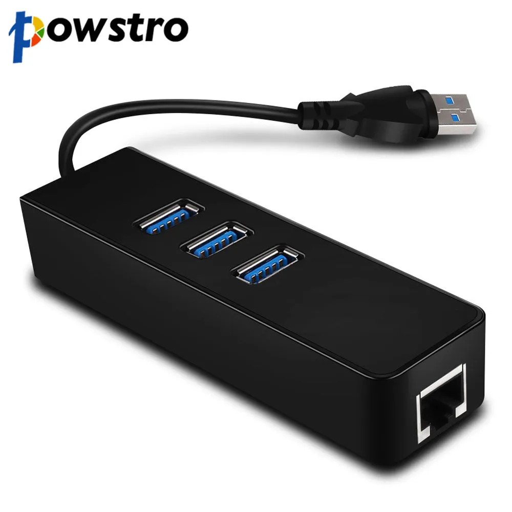 3 Port USB 3.0 HUB Gigabit Ethernet RJ45 Adapter Hub Wired Network Lan Network Card  for  Windows 10 8 8.1 7 XP Mac OS laptop PC