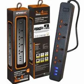 303pu Speed-X Premium Portable Power Strip 3socket 3usb Port CABEL LENGTH 2M