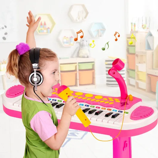 31-Key Kids Piano Keyboard Toy with Microphone and Multiple Sounds for Age 3 -Pink