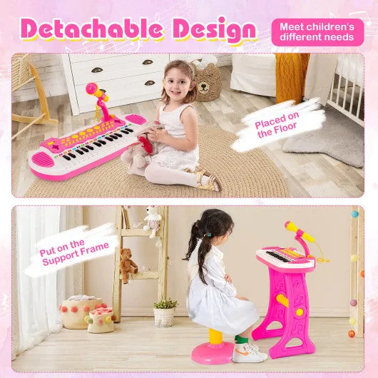 31-Key Kids Piano Keyboard Toy with Microphone and Multiple Sounds for Age 3 -Pink