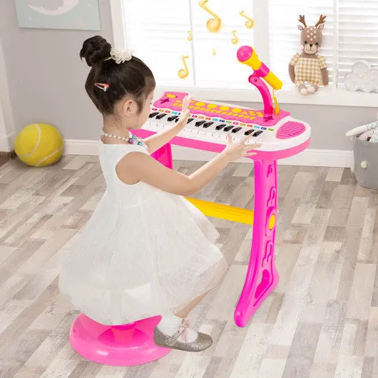 31-Key Kids Piano Keyboard Toy with Microphone and Multiple Sounds for Age 3 -Pink