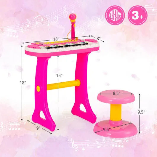 31-Key Kids Piano Keyboard Toy with Microphone and Multiple Sounds for Age 3 -Pink