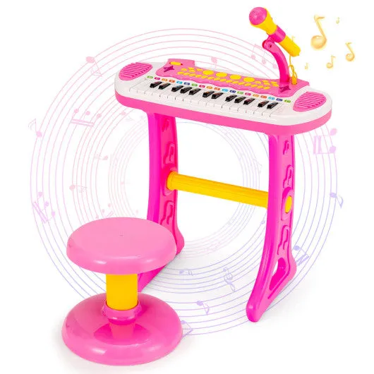 31-Key Kids Piano Keyboard Toy with Microphone and Multiple Sounds for Age 3 -Pink