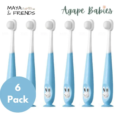 [6-Pack] Maya & Friends Ultra Fine Nano Bristle Kids Toothbrush With Case - 4 Color