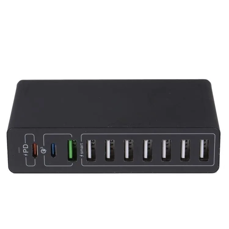 65W 10-in-1 USB Smart Fast Charge Station with QC3.0