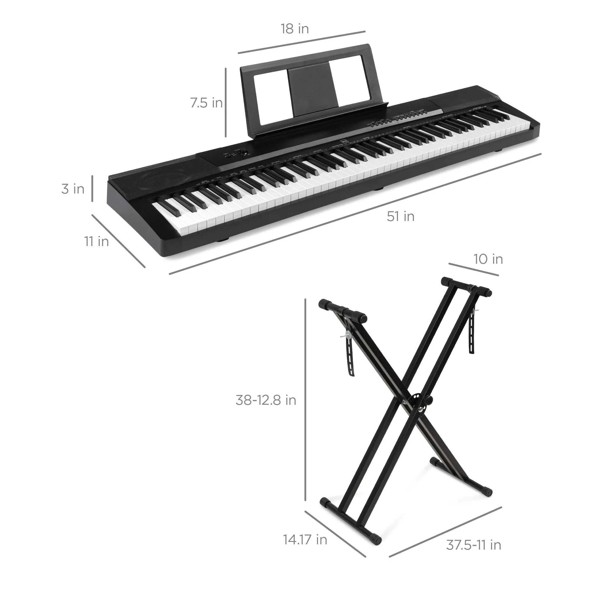 88-Key Digital Piano Set w/ Semi-Weighted Keys, Stand, Sustain Pedal