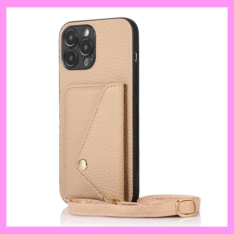 【9-09#】Lychee Skin Wallet iPhone Case