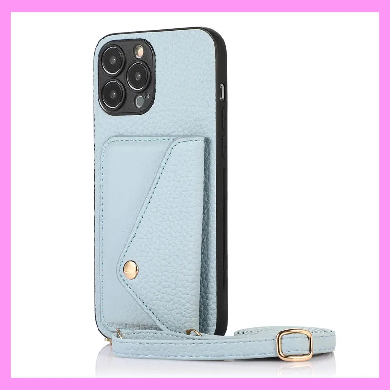 【9-09#】Lychee Skin Wallet iPhone Case