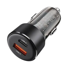 Acefast B12 60W (USB-A USB-C) Dual-Port Car Charger Black