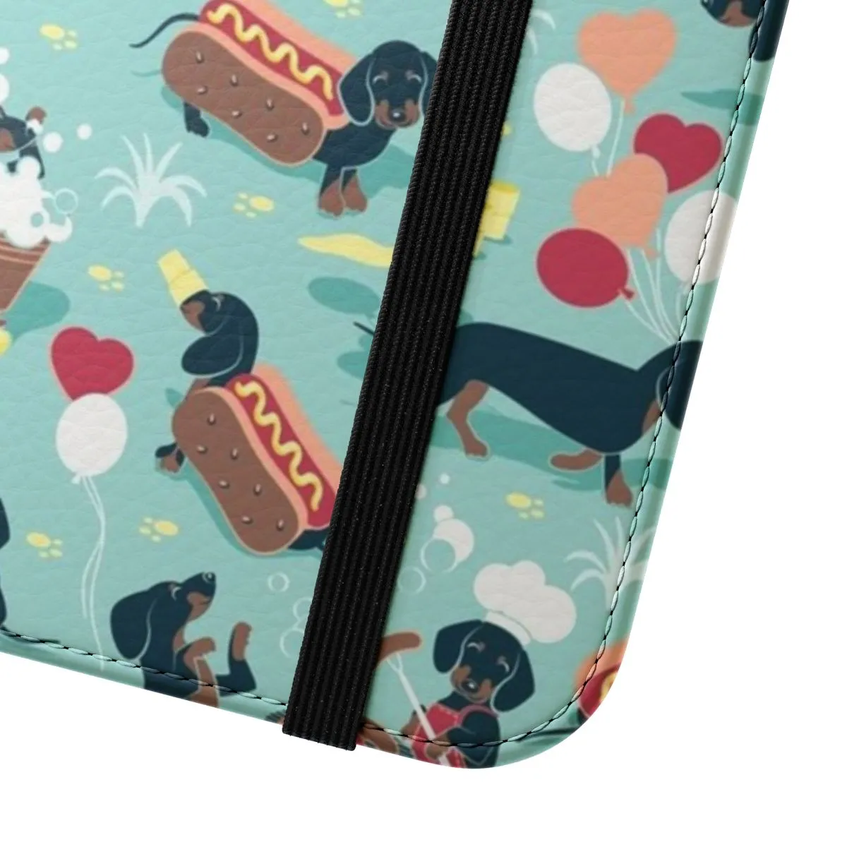 Adorable Dachshund Pattern Flip Cover Phone Case