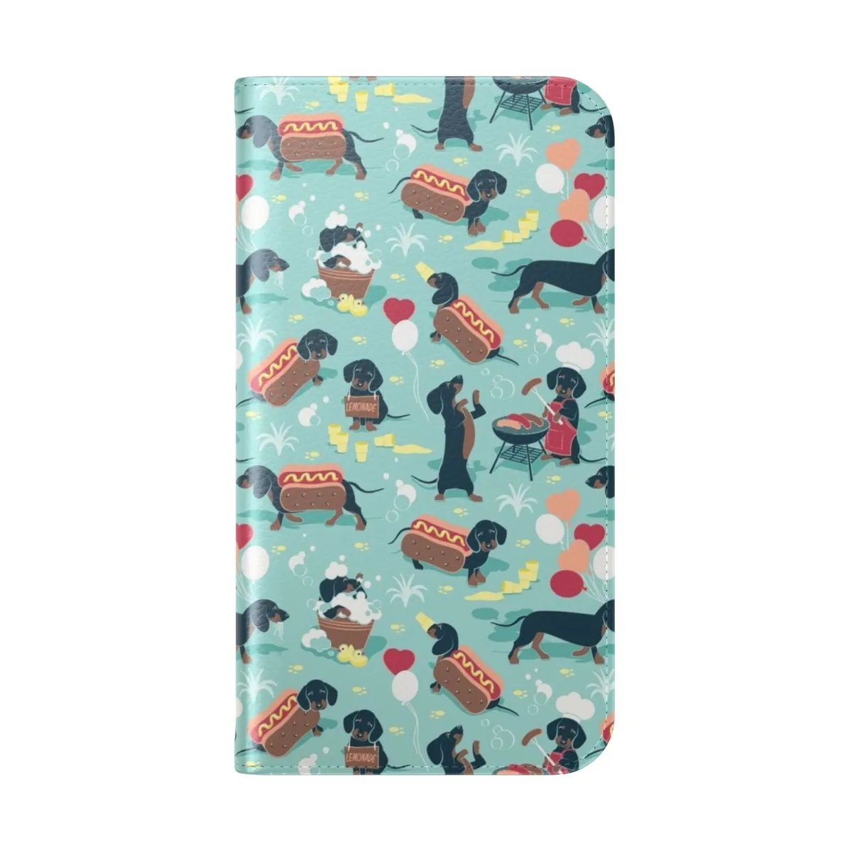 Adorable Dachshund Pattern Flip Cover Phone Case