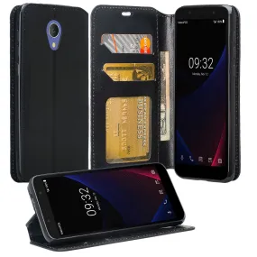 Alcatel 1x Evolve, TCL LX, Avalon V, IdealXTRA Case, Magnetic Pu Leather Wallet Case [Kickstand] with ID & Credit Card Slots - Black