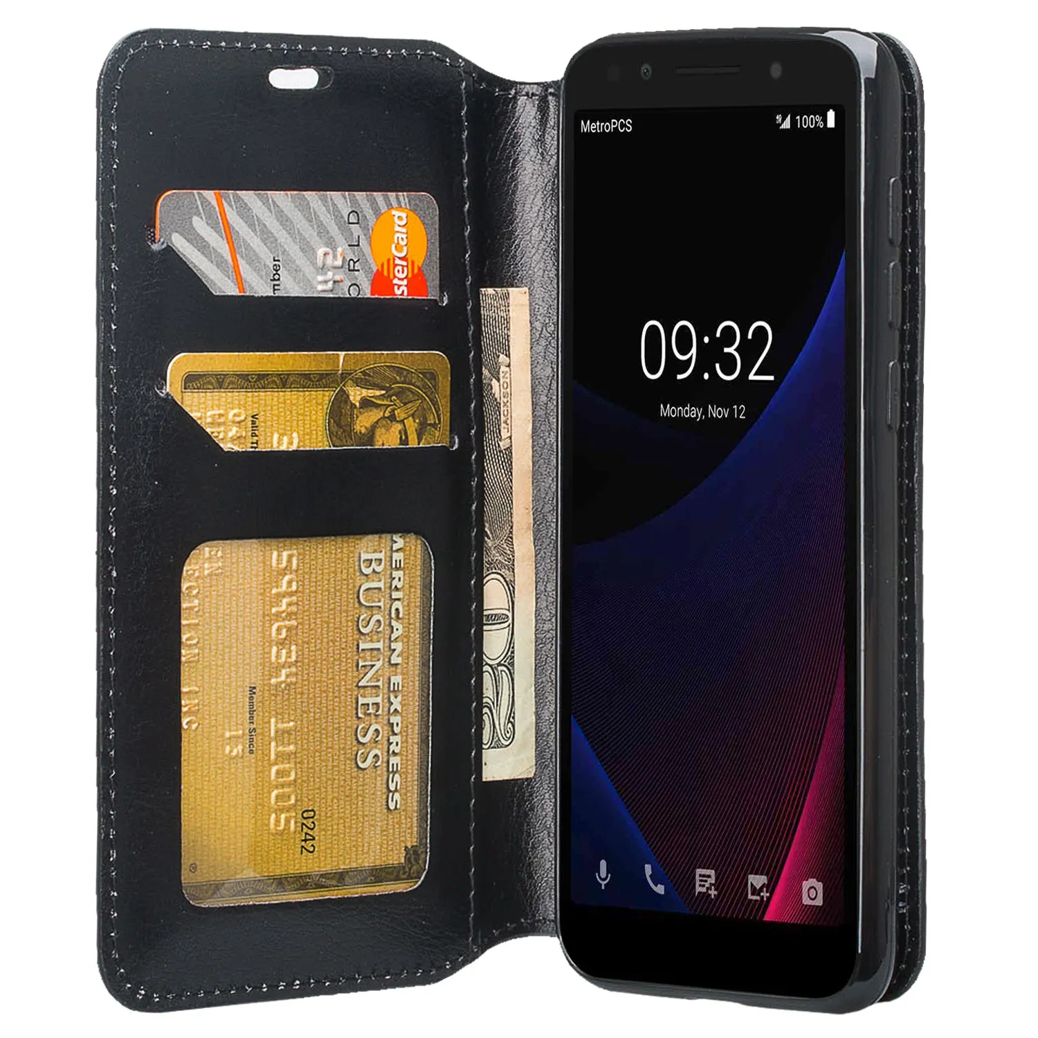 Alcatel 1x Evolve, TCL LX, Avalon V, IdealXTRA Case, Magnetic Pu Leather Wallet Case [Kickstand] with ID & Credit Card Slots - Black