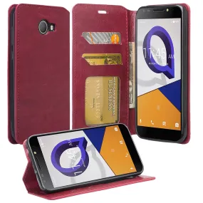 Alcatel Fierce XL2 Case, Fierce XL2 Wallet Case, Pu Leather Wallet Case [Kickstand] with ID & Credit Card Slots - Burgundy