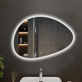 Allsumhome Curve Customized Irregular LED Bathroom Mirror, Backlit