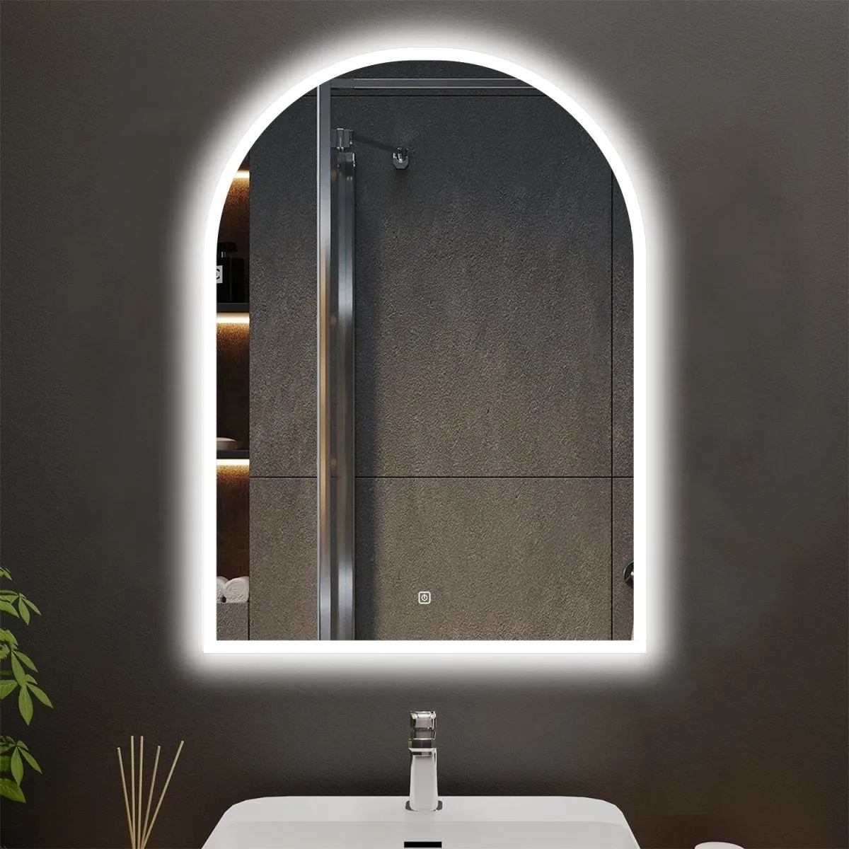 Allsumhome Myth Customized Arched LED Bathroom Mirror