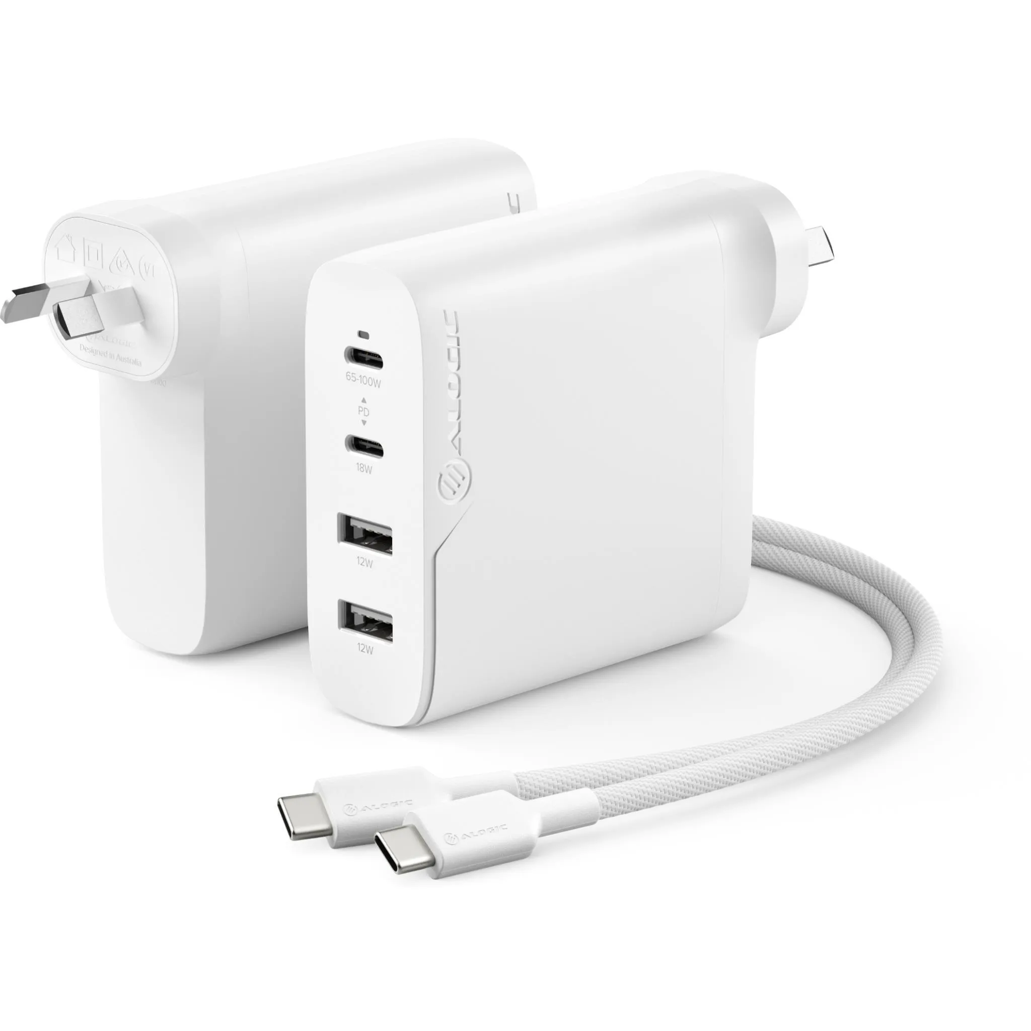 ALOGIC Rapid Power 4 Port 100W USB-C GaN Wall Charger