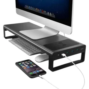 Aluminium Alloy Computer Laptop Monitor Stand with USB 3.0 Ports and Wireless Charger