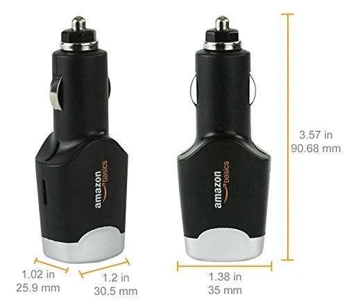 AmazonBasics 4.0 Amp Dual USB Car Charger for Apple and Android Devices - Black