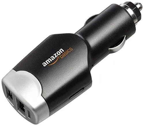 AmazonBasics 4.0 Amp Dual USB Car Charger for Apple and Android Devices - Black