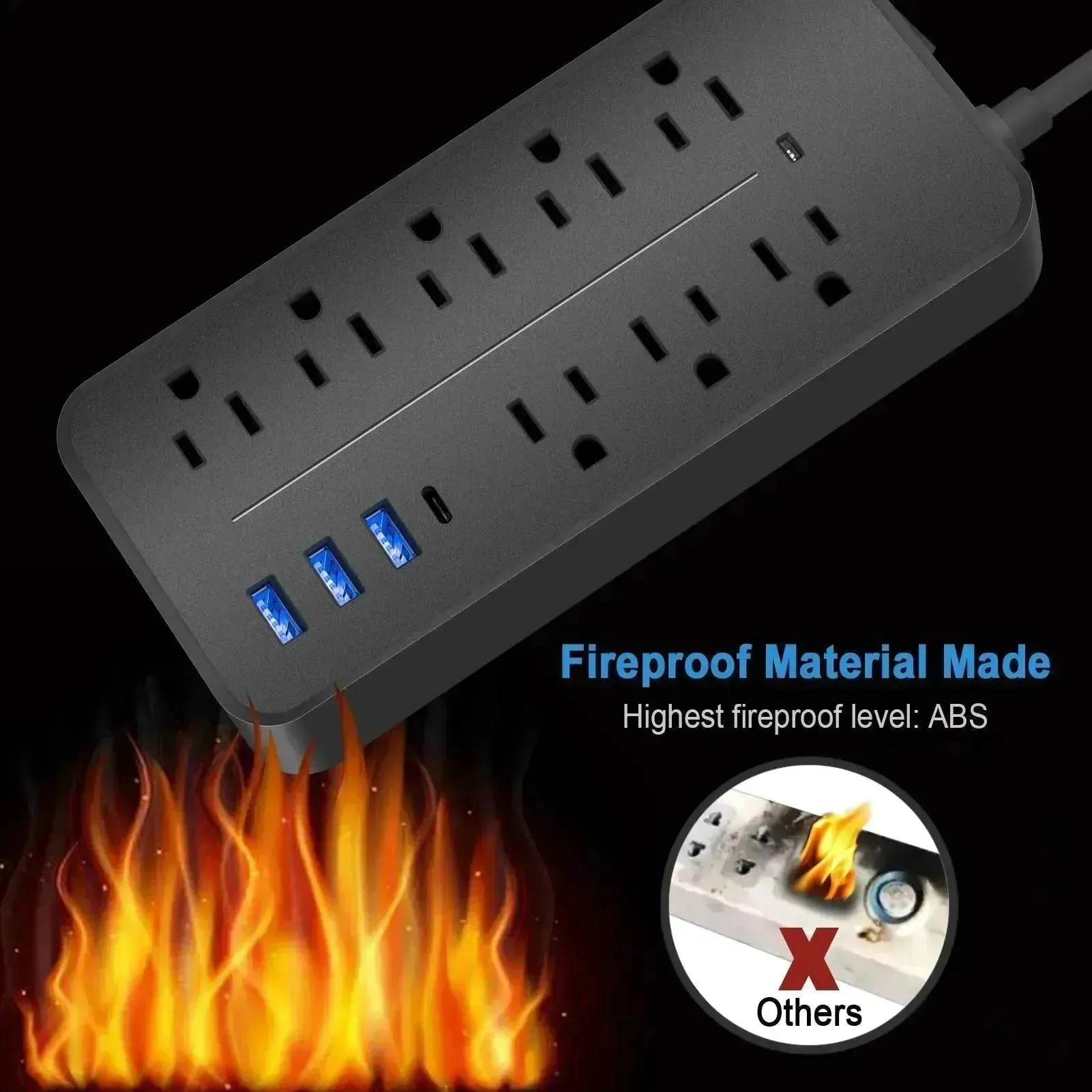 America Household Power Surge Protector Socket with USB Port.