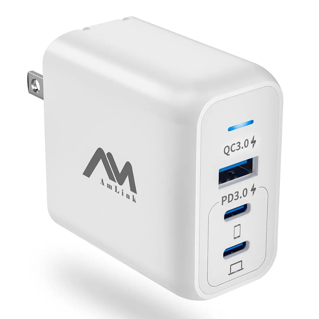 Amlink CW141 65W 3-Port GaN III USB-C & USB-A Foldable Wall Charger