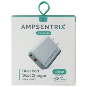 Ampsentrix (20W) US Adapter Dual Port (USB-A/USB-C) Wall Charger - White