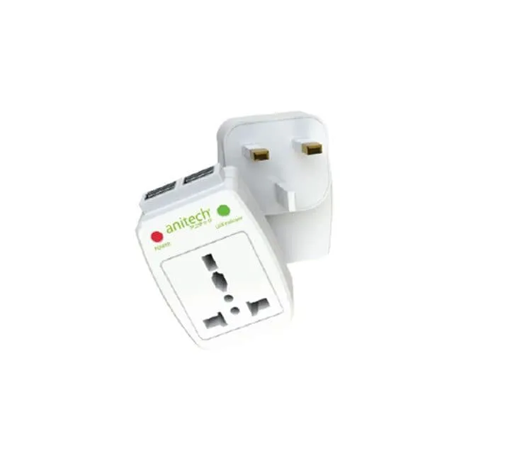 Anitech H114 Adapter Plug USB Charger (White)