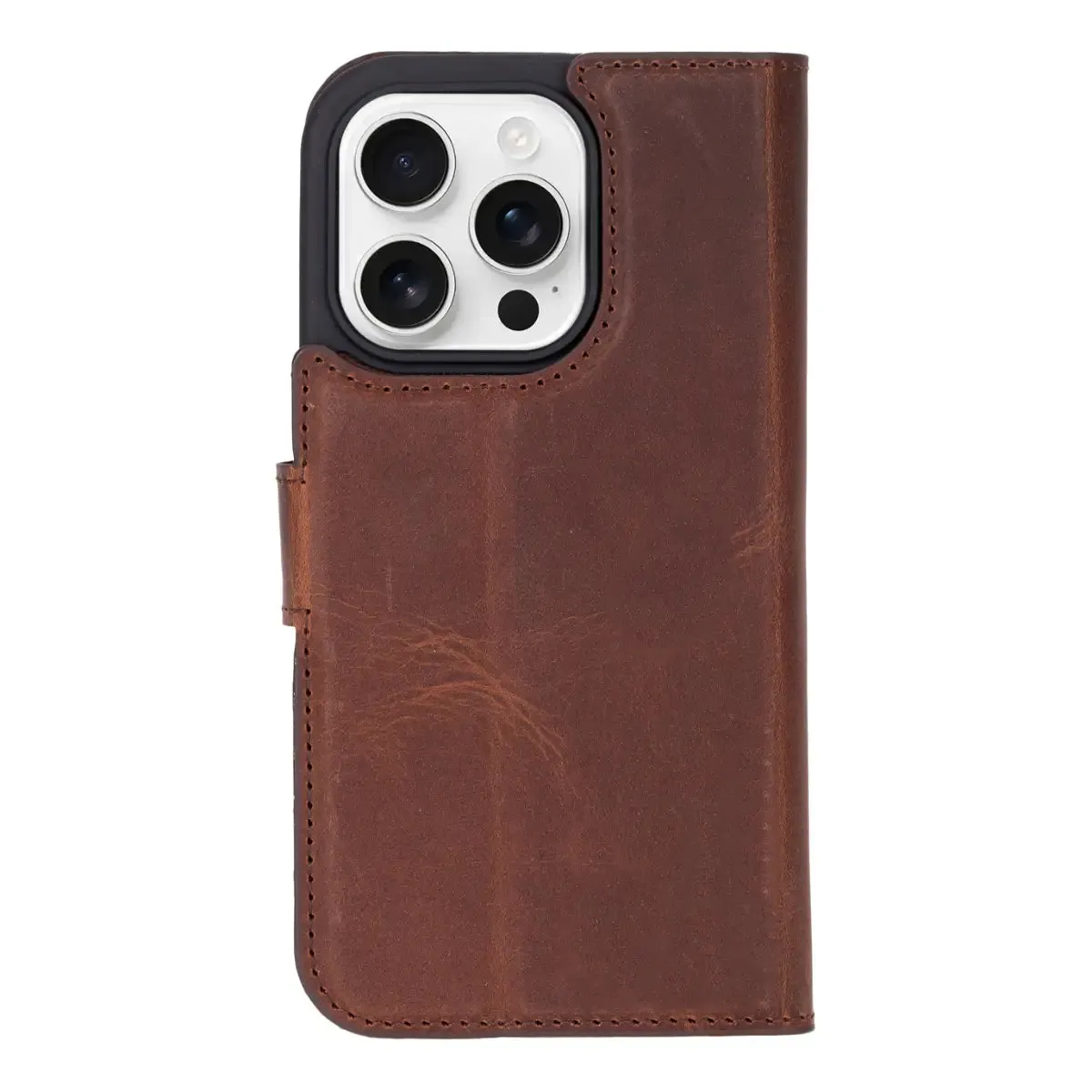 Antic Brown Leather iPhone 16 Pro Max Wallet Case