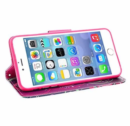 Apple iPhone 6s / 6 Case, Wrist Strap Pu Leather Wallet Case with ID & Card Slots for Iphone 6S/6 - Heart Strings