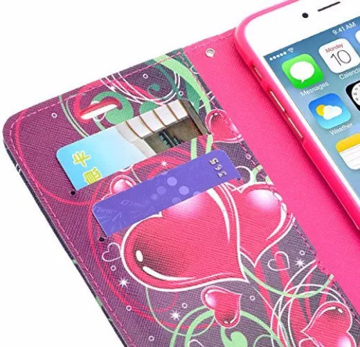 Apple iPhone 6s / 6 Case, Wrist Strap Pu Leather Wallet Case with ID & Card Slots for Iphone 6S/6 - Heart Strings