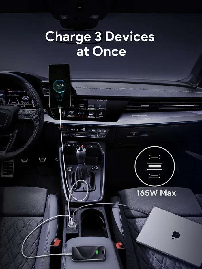 Aukey CC-P4 Pathfinder Mix 3 165W Fast Charging Car Charger