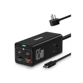 Baseus 65W USB-C GaN III Wall Charger w/ 2x USB-C Ports   2x USB-A Ports