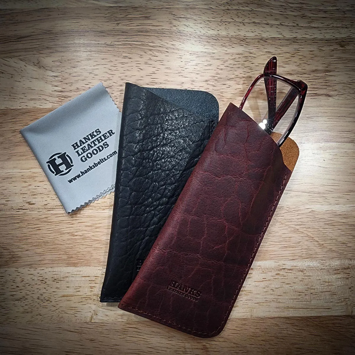 Bison Leather Eyeglass Case