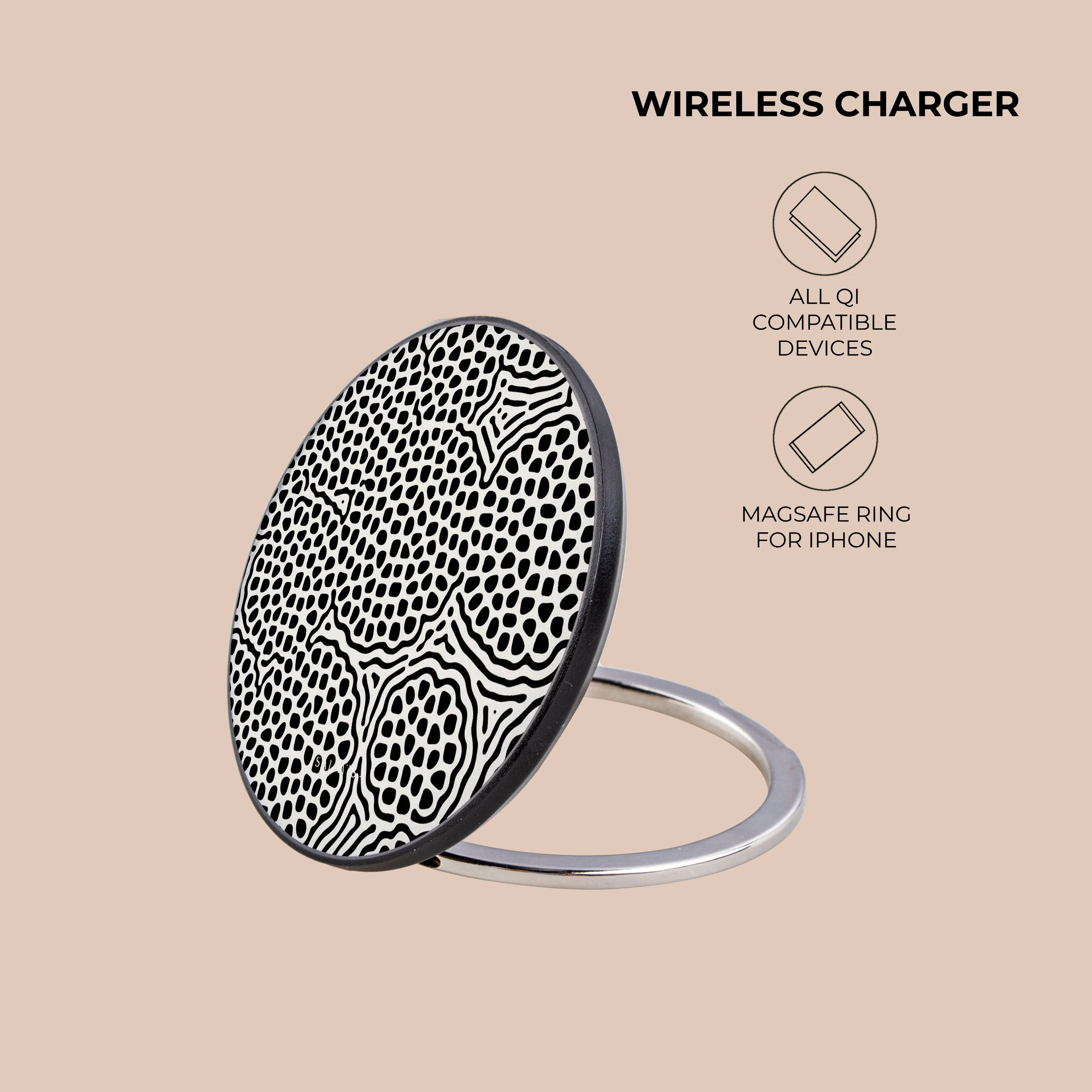 Black & White Tweed Wireless Charger