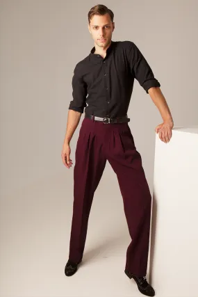 Burgundy Tango Pants With Three Pleats (40)