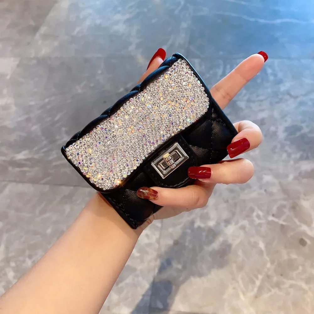 Business Card Holder Credit Card Wallet Case Rhinestone Manual For Women