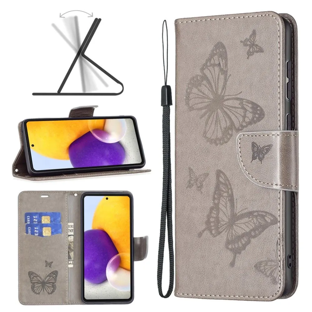 Butterfly Samsung Galaxy A73 flip case - Grey