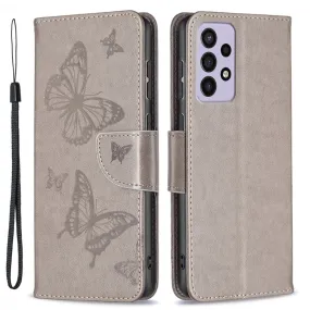 Butterfly Samsung Galaxy A73 flip case - Grey