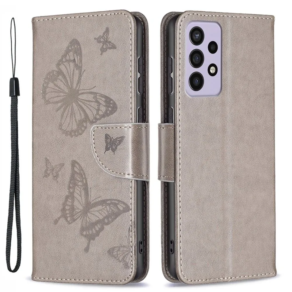 Butterfly Samsung Galaxy A73 flip case - Grey