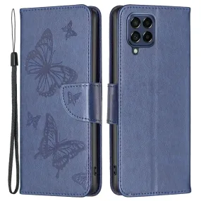 Butterfly Samsung Galaxy M53 5G flip case - Dark Blue