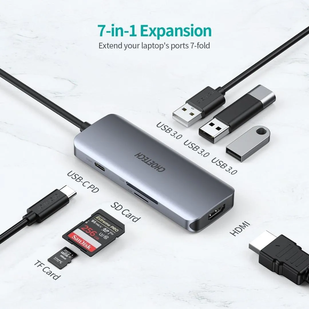 CHOETECH HUB-M19 7-in-1 USB-C to HDMI Multifunction Adapter