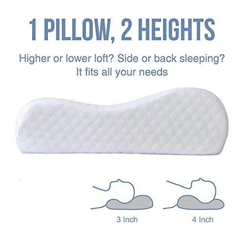 Cloth Fusion Alexia Cervical Orthopedic Contour Memory Foam Pillow with Cooling Gel Pad and Removable Bamboo Fabric Pillow Cover