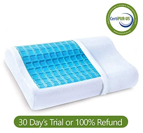 Cloth Fusion Alexia Cervical Orthopedic Contour Memory Foam Pillow with Cooling Gel Pad and Removable Bamboo Fabric Pillow Cover